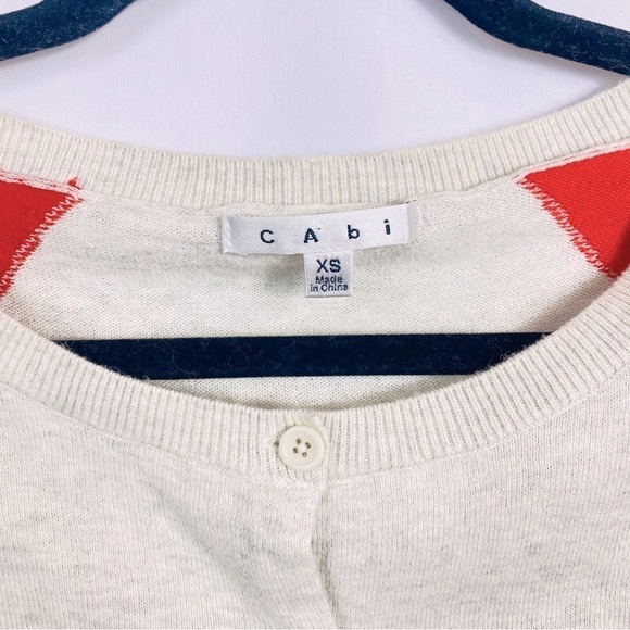 Cabi Women’s XSmall Cream & Orange Color Block Long Sleeve Button Down Cardigan - Picture 2 of 6